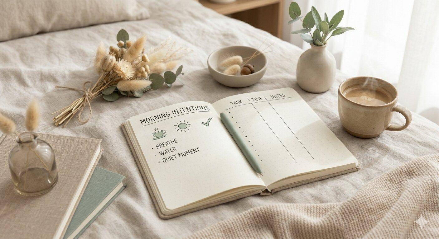 Drei kleine Pflanzen in Tontöpfen symbolisieren die drei Trimester