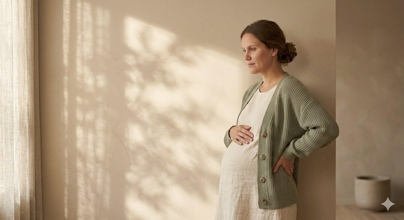 Wandkalender mit handschriftlich markierten Wochen einer Schwangerschaft